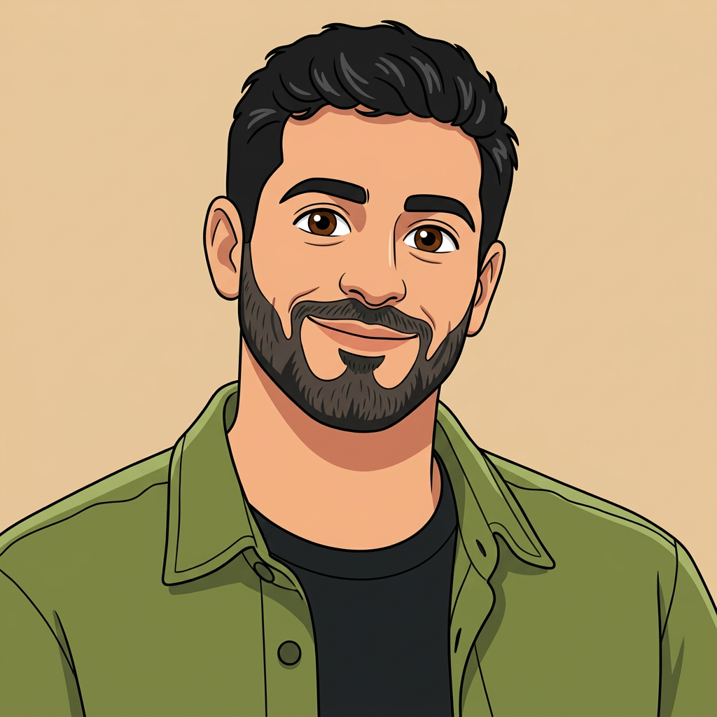 Tecknat porträtt av Ahmed